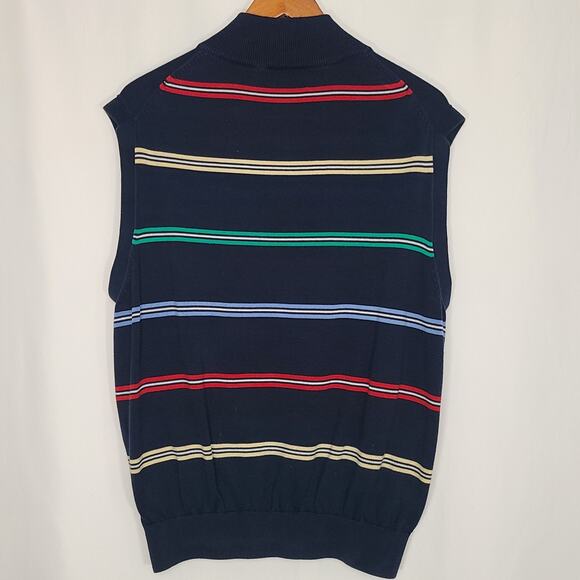 Fairway & Greene Sweater Vest Men's 1/4 Zip Pullover Blue Stripes Large - Picture 4 of 9